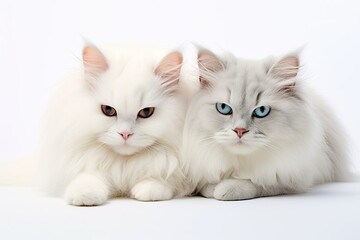 Fototapeta premium banner for a pet shop two white kittens on on white background generative ai