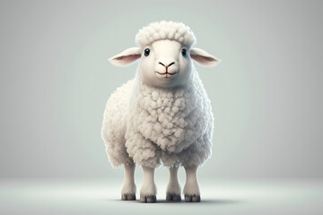 Fototapeta premium Cute sheep on light background, illustration generative AI