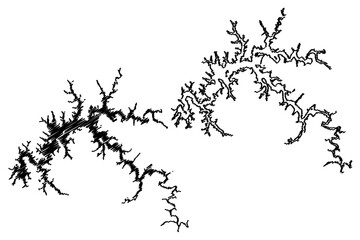 Lake Dale Hollow Reservoir (United States of America, North America, us, usa, Kentucky and Tennessee) map vector illustration, scribble sketch Dale Hollow Dam map