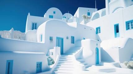 Summer scene in santorini island, greece. Generative Ai