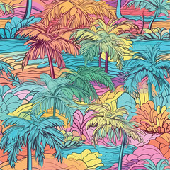 Seamless Colorful Hawaii Palms Pattern. Seamless pattern of Hawaii Palms in colorful style. Add color to your digital project with our pattern!