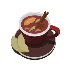 Vector illustration of a mug with mulled wine - 613523347