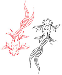 Obraz na płótnie Canvas Design Koi Gold Fish Illustration Silhouette Outline