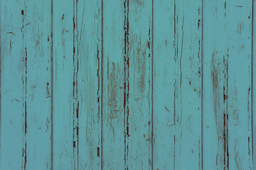 close-up of petrol, turquoise planks of construction with old paint, natural wood texture, narrow...