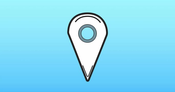 Animation of location pin icon against copy space on blue background