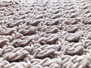 White knit wool texture background.