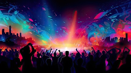 Fototapeta na wymiar Dance to the Beat: A Party Rave Background for Your Discotheque Event or Celebration. Generative AI