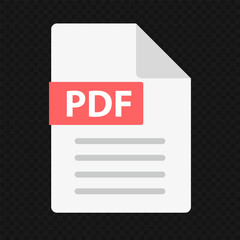 PDF file icon isolated on black transparent background. Vector.