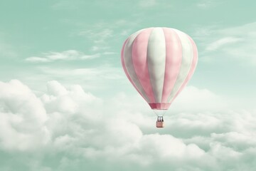 Naklejka premium hot air balloon floating in a clear blue sky