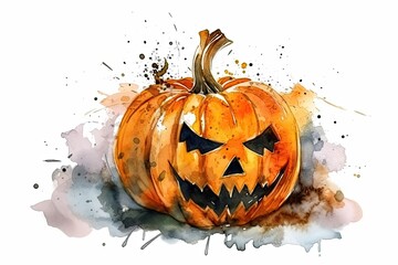 Illustration of a scary festive Halloween pumpkin. Generative AI
