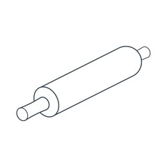 Dishes. Dough rolling pin. Line art.