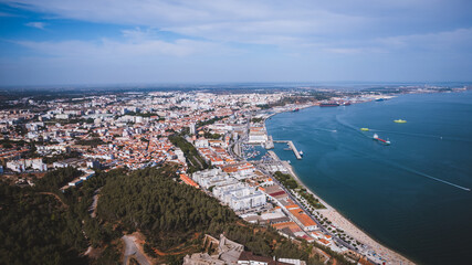 Fototapeta na wymiar aerial view of setubal portugal