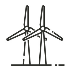 Windmill Line, Wind eco energy icon. Rotating windmill linear vector illustration