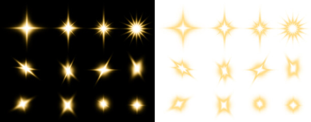 collection of star light or particle effect  transparent background