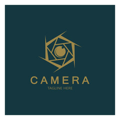 photography camera logo icon vector design template isolated on black background