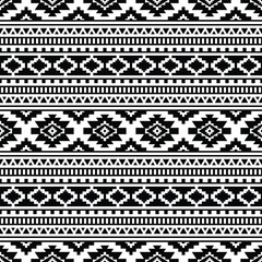 Border pattern with Native American. Geometric seamless ethnic pattern in native tribal style. Black and white colors. Design for textile, template, fabric, shirt, rug, decorative, background.