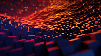 Obraz premium Modern digital abstract 3D background. Can be used in the description of network abilities, technological processes, digital storages, science, education, etc. Copy space