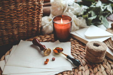 Letter stamp tools, aesthetic photo