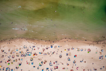 Aerial landscape of the summer beach in Leba at Baltic Sea, Poland. - obrazy, fototapety, plakaty