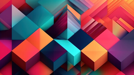 Abstract geometric background, Bright color. Generative Ai