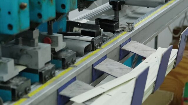 Machine for making metal blinds. Factory