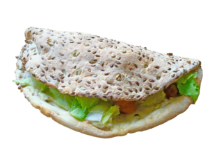 Chicken pita sandwich with salad and sauce isolated png file