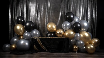 Golden silver and black  HD 8K wallpaper Stock Photographic Image