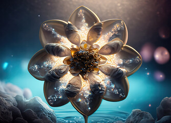 A flower made of galaxy of star under the water - 100MP