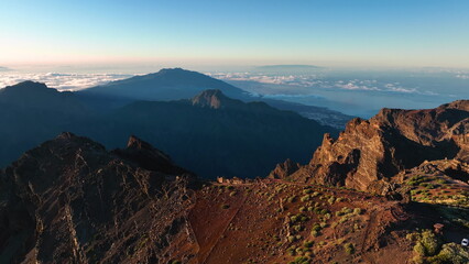 Fototapeta na wymiar Aerial shot of the Roque de Los Muchachos on La Palma