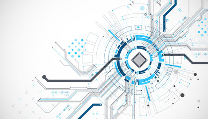 Obraz premium Abstract background with plexus effect. Scientific and technological concept with the use of technical elements formed in the shape of a circle.