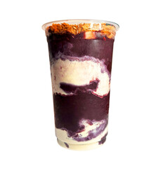 Brazilian frozen açaí in a plastic cup isolated