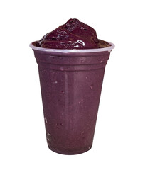 Brazilian frozen açaí in a plastic cup isolated