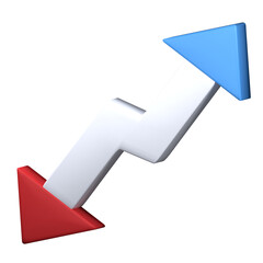 Arrow up and down icon 3d rendering, 3d render illustration