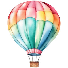 A colorful hot air balloon is flying in the sky, Watercolor illustration AI Generative