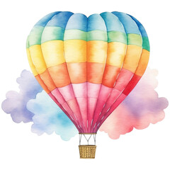 Naklejka premium A colorful hot air balloon is flying in the sky, Watercolor illustration AI Generative