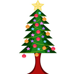Single christmast tree with christmas hanging