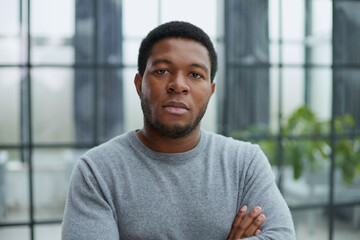 young adult african american ethnicity man looking at camera
