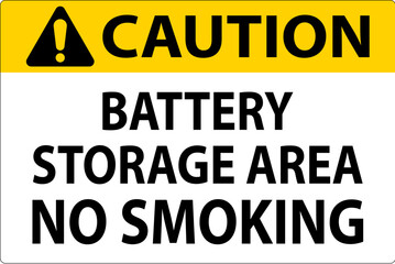 Naklejka na ściany i meble Caution Sign Battery Storage Area No Smoking