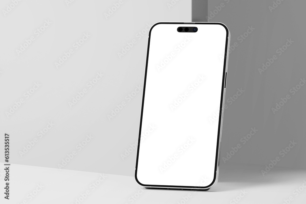 Poster realistic mobile smart cellphone pro gadget device with blank empty digital display screen mockup in