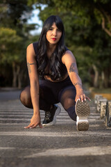 woman stretching outdoors