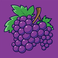 Purple Fruit Cartoon Vector Icon Illustration. Food Fruit Icon Concept Isolated Premium Vector. Flat Cartoon Style Suitable for Web Landing Page, Banner, Sticker, Background