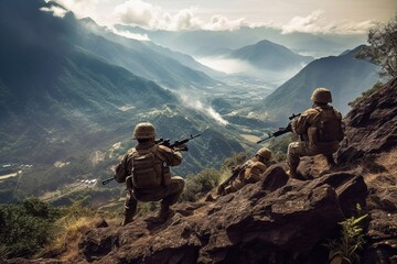 US marines in the mountains during the military operation