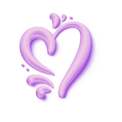 3d calligraphic lilac heart love isolated transparent png. Romantic inscription Happy Valentine Day or wedding day. 14 February holiday greetings Illustration
