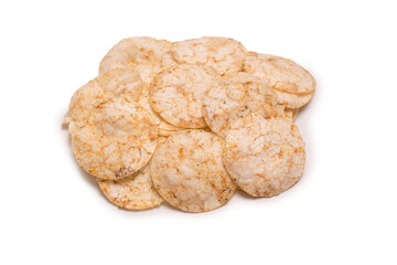 Rice chips isolated on white background.