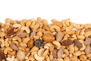 A group of almonds, pistachios, walnuts, macadamia, cashews.