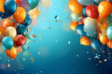 Birthday background with balloons and confetti birthday card or invitation design Generative AI