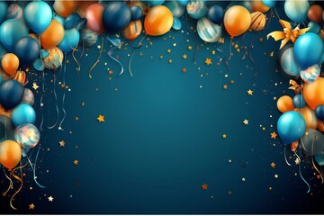 Birthday background with balloons and confetti birthday card or invitation design Generative AI