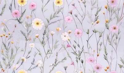 cosmos flower in watercolor style seamless pattern