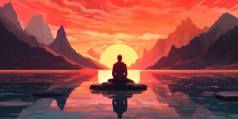 Concept of meditation and spirituality, chakras and enlightenment, background banner or wallpaper