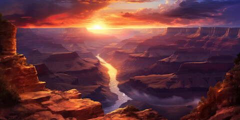 View of the Grand Canyon at sunset